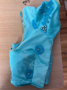 Teal &amp; Gold Embellished Saree