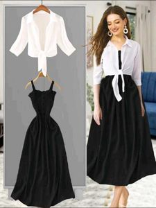 Black Dress with White Tie Top