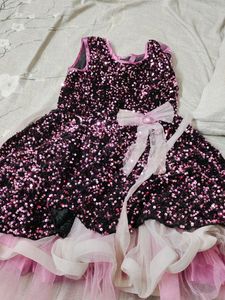 Purple Sequin Frock For Party Wear