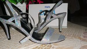 silver glitter heels