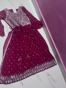 Maroon Embellished Kurta