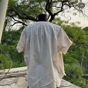 Pink Beige Patch Embroidered Dolman Blouse