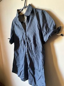 Blue collared short-sleeve shirt for ladies 😇😍