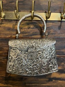 Silver Antique Bag With Velvet Lining