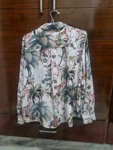 H&amp;M Premium Beautiful Forest Print Satin Shirt