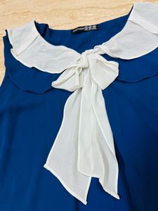 Blue Top With Bow Collar 🎀