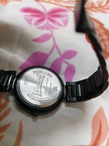 Sonata Ladies Black Rhinestone Watch