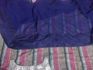 Silver Blouse &amp; Blue Saree With Fall On It