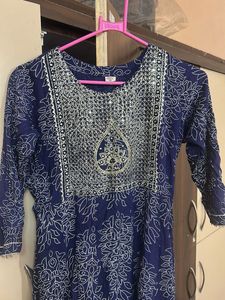 Blue &amp; Silver Floral Print Maxi Dress