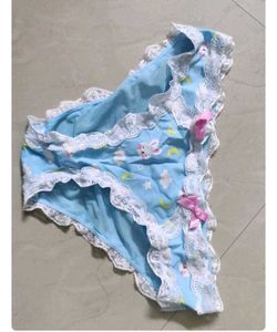 Pink And Blue Bunny Print Laced Briefs Set Of 2