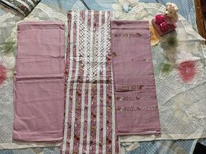 Pink Embroidered Unstitched Suit
