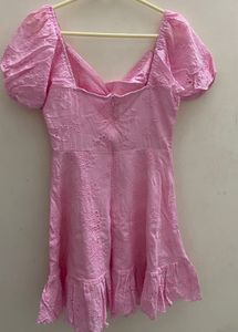 Pink Embroidered Mini Dress