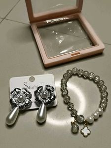 Floral Drop Earrings &amp; Bracelet