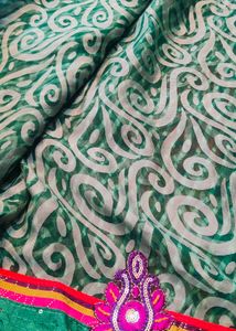 Bottle Green Brasso Saree