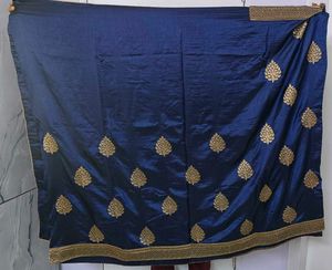 Elegant Blue Embroidered Silk Saree
