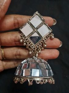 Mirror Jhumka Earrings