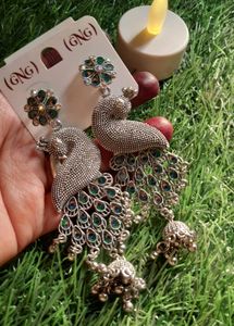 Oxidized Silver Plated Peacock Earrings🦚