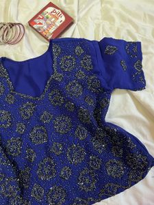 y2k Blue beaded desi top