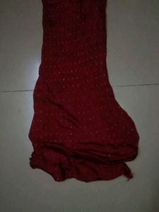 Burgundy Polka Dot Churidar Set Of Embroidery Kurt
