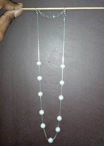 White Pearl Silver Necklace