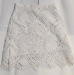 White Pearl Embroidered Skirt