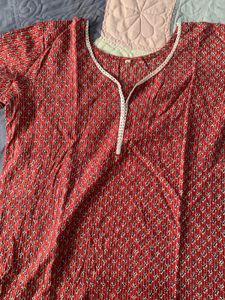 Red Print Tunic Top