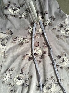 Grey Floral Hoodie