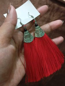 Red Tassel Earrings