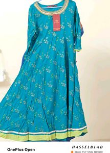 Teal Floral Print Kurti with Tie Detail