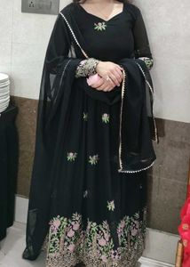 Elegant Black Embroidered Anarkali