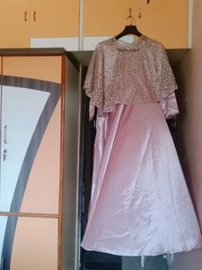 Plus Size Satin Cape Gown