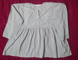 Light Grey Button-Down Babydoll Top
