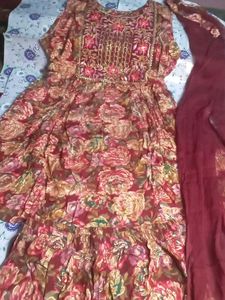 Floral Anarkali Kurta with Dupatta