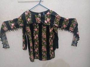 Combo Of 2 Striped Button-Up &amp; Aline Floral Top