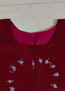 Maroon Beautiful Worked Kurti