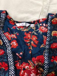 Blue And Red Empire Shape Top For Women