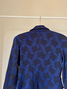 Royal Blue Paisley Print Fitted Blazer