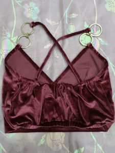 Burgundy crop bralette top
