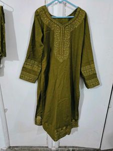 Beautiful Mehendi colour woolen suit