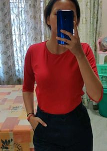 Bewakoof 3/4th Sleeve Red Top