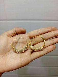 Golden Hoop Earrings with diamonds