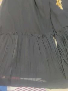 Black &amp; Golden Sequence Embroidered Kurti &amp; Shara