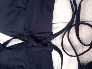 LAND&#39;S END Black Lace Up Bikini Top