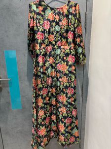 Floral silk Print Ethnic long gown set