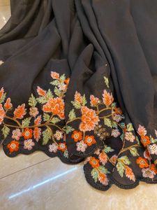 Sarees Black Floral Saree