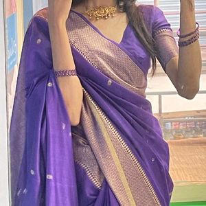 Elegant Deep Rich Purple &amp; Gold Saree