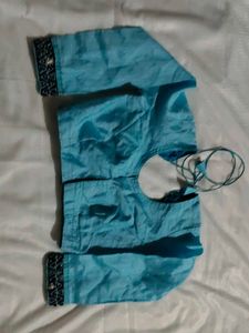 Saree Blue &amp; White Embellished