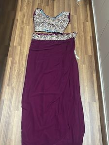 Purple Dress With Top Skirt &amp; Cape