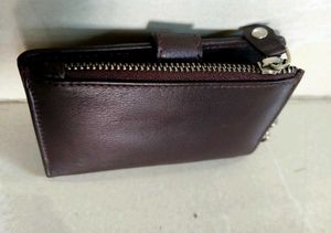 Brown Leather Wallet with Zipper