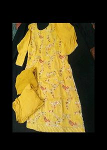 Yellow Floral Print Salwar Kameez